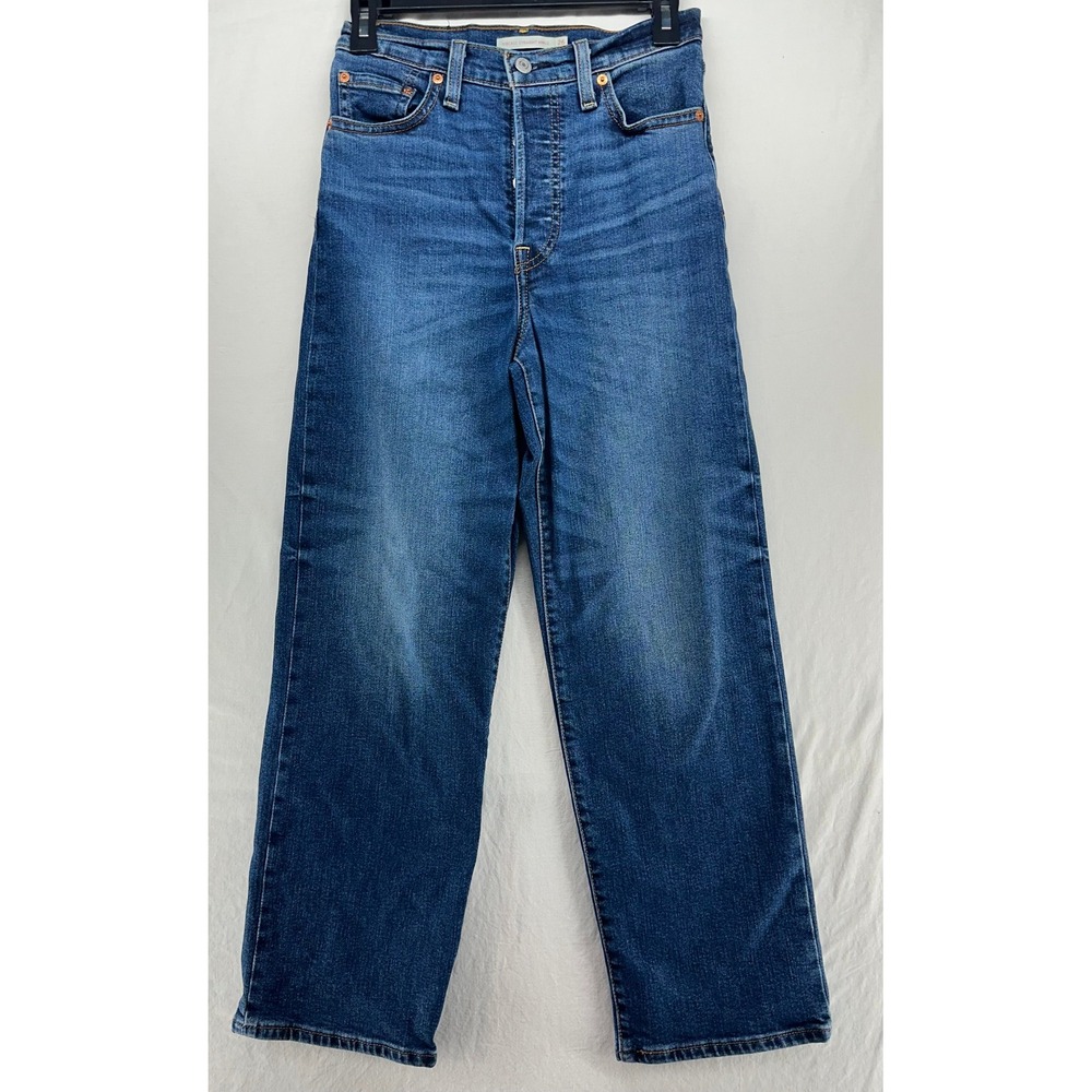 Levis‎ Ribcage Straight Ankle Jeans Womens 26 Blue High Rise Button Fly Denim
